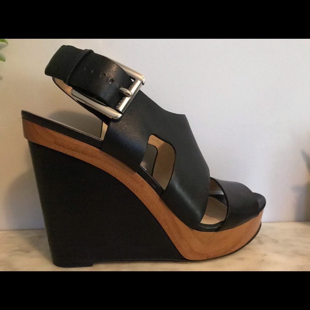 Michael Kors faux wood wedges